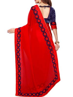 floral lace border saree with blouse - 15730345 - Standard Image - 2