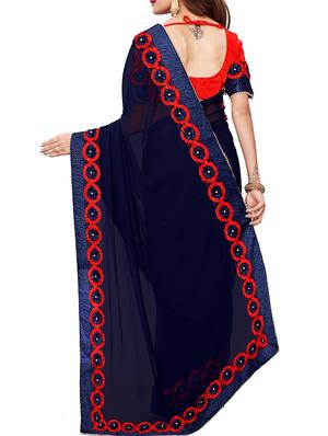 floral lace border saree with blouse - 15730347 - Standard Image - 2