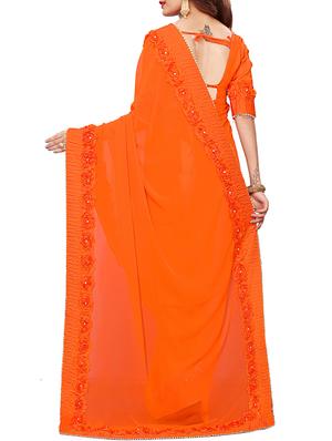 floral lace border saree with blouse - 15730348 - Standard Image - 2