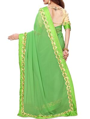 floral lace border saree with blouse - 15730349 - Standard Image - 2