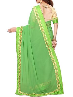floral lace border saree with blouse - 15730364 - Standard Image - 2