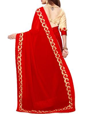floral lace border saree with blouse - 15730365 - Standard Image - 2