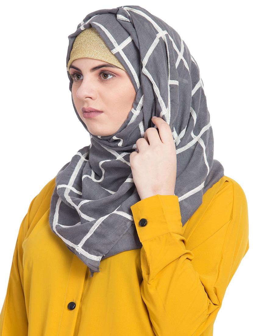 grey cotton stole - 15730373 - Zoom Image - 2