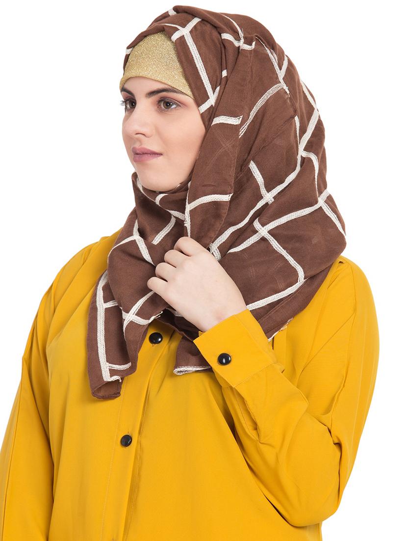 brown cotton stole - 15730374 - Zoom Image - 2