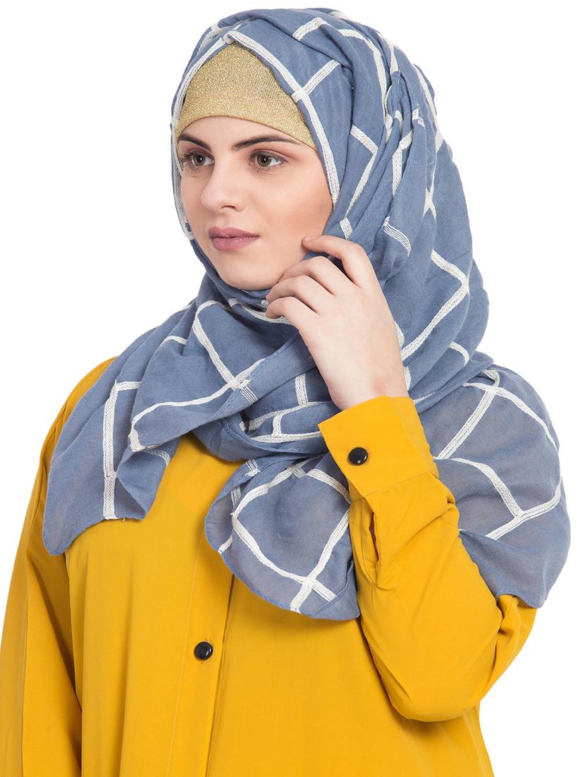blue cotton stole - 15730381 - Zoom Image - 2