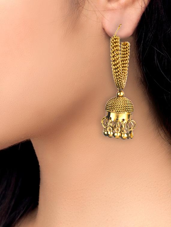 gold tone jhumka - 15730447 - Zoom Image - 2