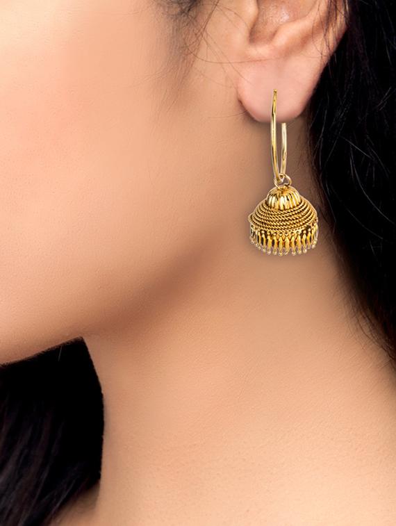 gold tone jhumka - 15730448 - Zoom Image - 2