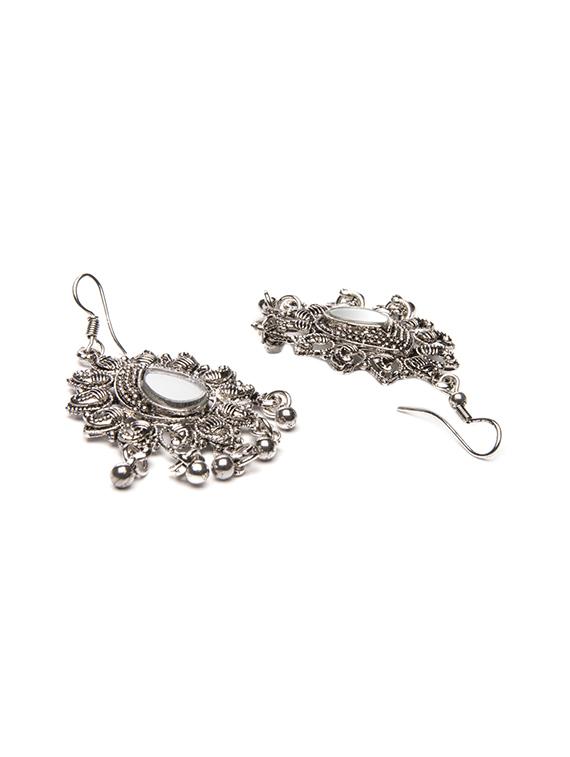 Silver Tone Drop Earrings - 15730461 - Zoom Image - 2
