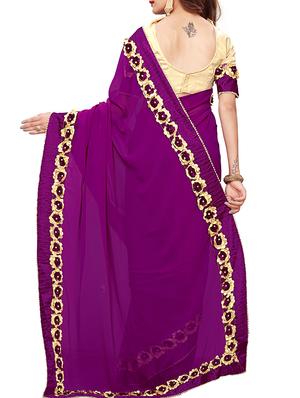 floral lace border saree with blouse - 15731207 - Standard Image - 2