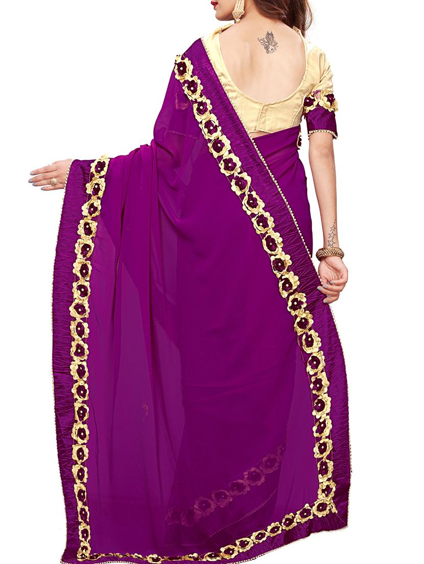 floral lace border saree with blouse - 15731207 - Zoom Image - 2