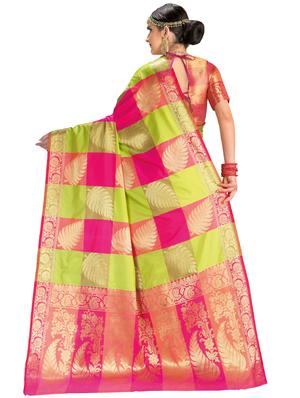checkered zari motif banarasi saree with blouse - 15731209 - Standard Image - 2