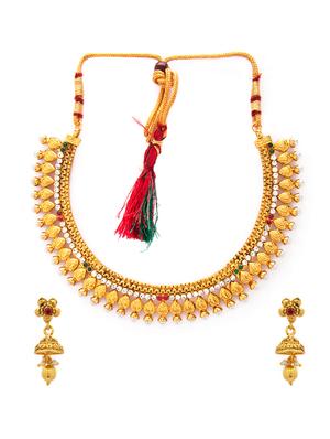 gold metal necklaces and earring - 15731216 - Standard Image - 2