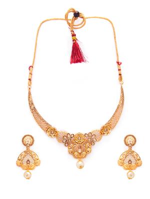 gold metal necklaces and earring - 15731220 - Standard Image - 2