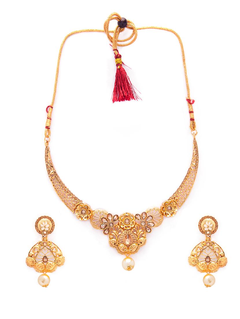 gold metal necklaces and earring - 15731220 - Zoom Image - 2