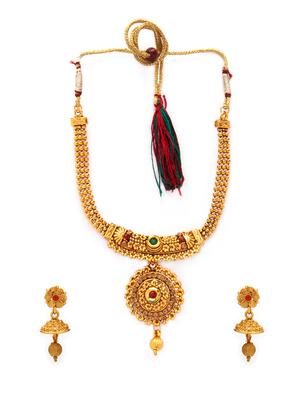 gold metal necklaces and earring - 15731223 - Standard Image - 2