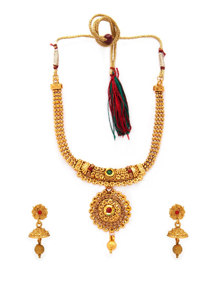 gold metal necklaces and earring - 15731223 - Zoom Image - 2