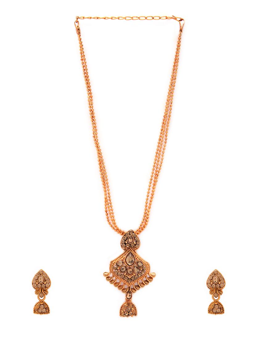 gold metal necklaces and earring - 15731225 - Zoom Image - 2
