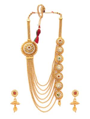 gold metal necklaces and earring - 15731226 - Standard Image - 2