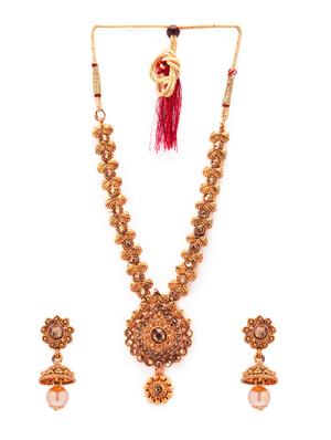 gold metal necklaces and earring - 15731227 - Standard Image - 2