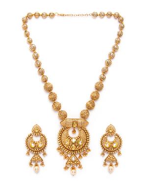 gold metal necklaces and earring - 15731231 - Standard Image - 2