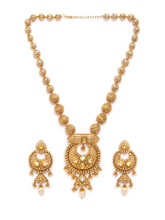 gold metal necklaces and earring - 15731231 - Zoom Image - 2