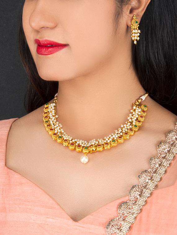 Gold Tone Necklace & Earrings Set - 15731236 - Zoom Image - 2