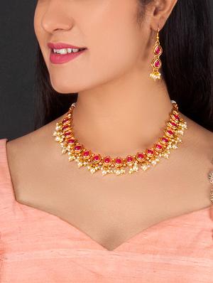 Gold Tone Necklace & Earrings Set - 15731242 - Standard Image - 2