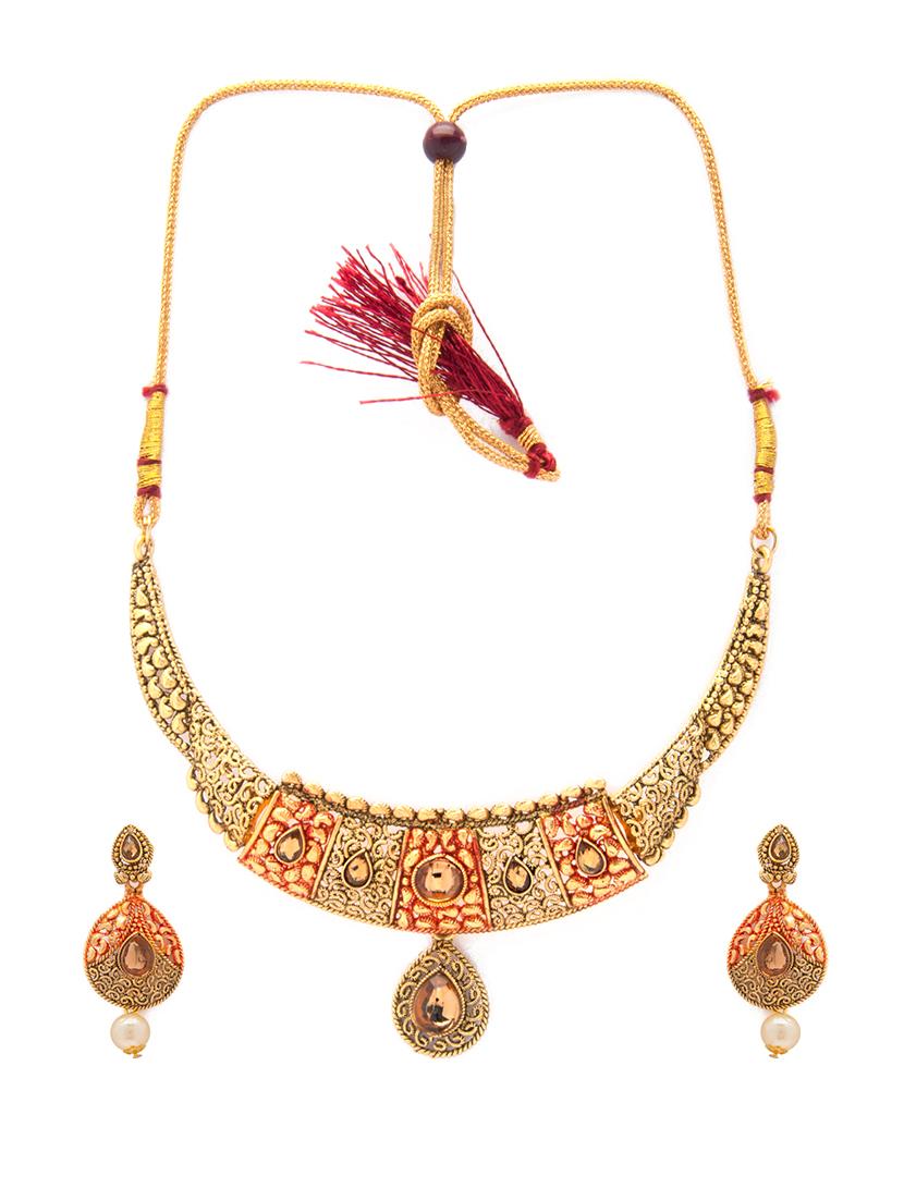 Gold Tone Necklace & Earrings Set - 15731255 - Zoom Image - 2