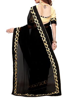 floral lace border saree with blouse - 15731267 - Standard Image - 2