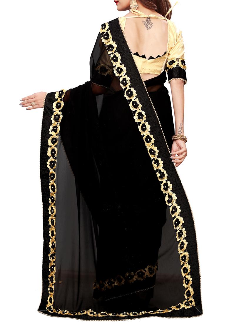 floral lace border saree with blouse - 15731267 - Zoom Image - 2