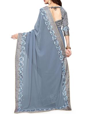 floral lace border saree with blouse - 15731269 - Standard Image - 2