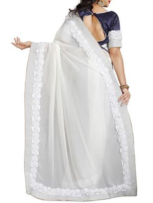 floral lace border saree with blouse - 15731270 - Standard Image - 2