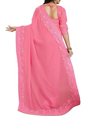 floral lace border saree with blouse - 15731272 - Standard Image - 2