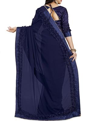 floral lace border saree with blouse - 15731378 - Standard Image - 2