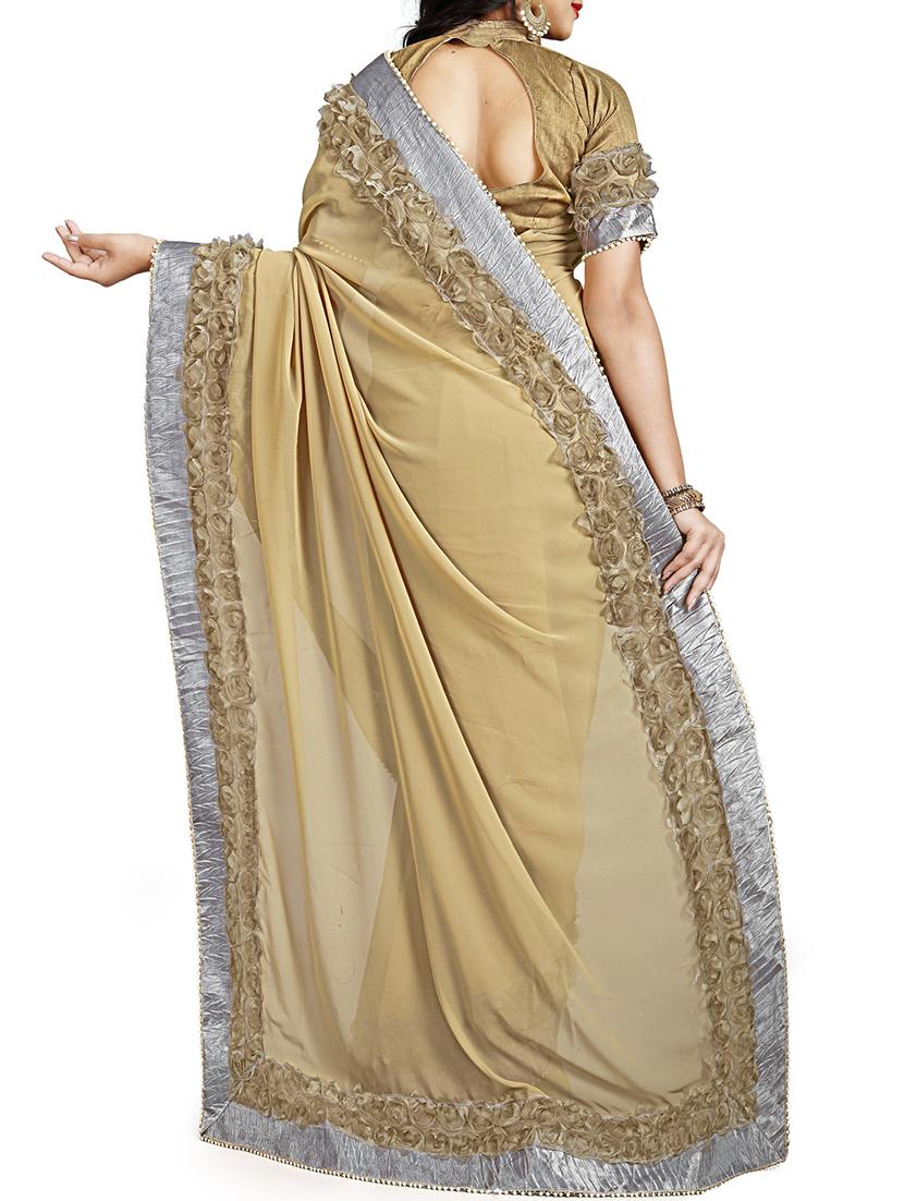 floral lace border saree with blouse - 15731390 - Zoom Image - 2