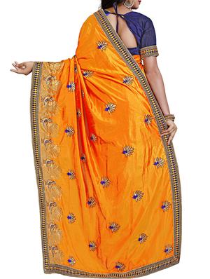 resham floral embroidered saree with blouse - 15731422 - Standard Image - 2