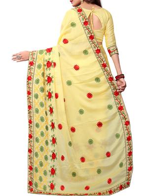 floral resham embroidered saree with blouse - 15731426 - Standard Image - 2