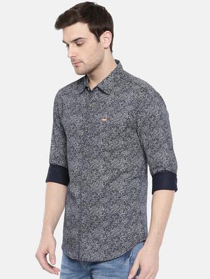 navy blue cotton casual shirt - 15731570 - Standard Image - 2