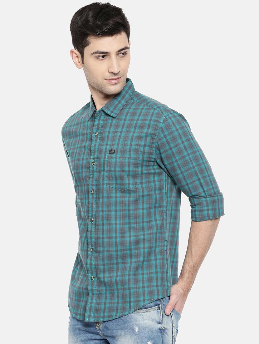 blue cotton casual shirt - 15731577 - Zoom Image - 2