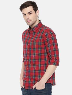 red cotton casual shirt - 15731580 - Standard Image - 2
