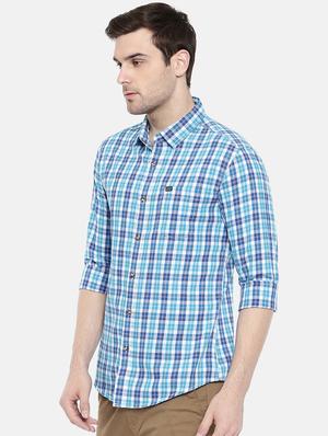 blue cotton casual shirt - 15731582 - Standard Image - 2