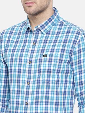 blue cotton casual shirt - 15731582 - Standard Image - 5