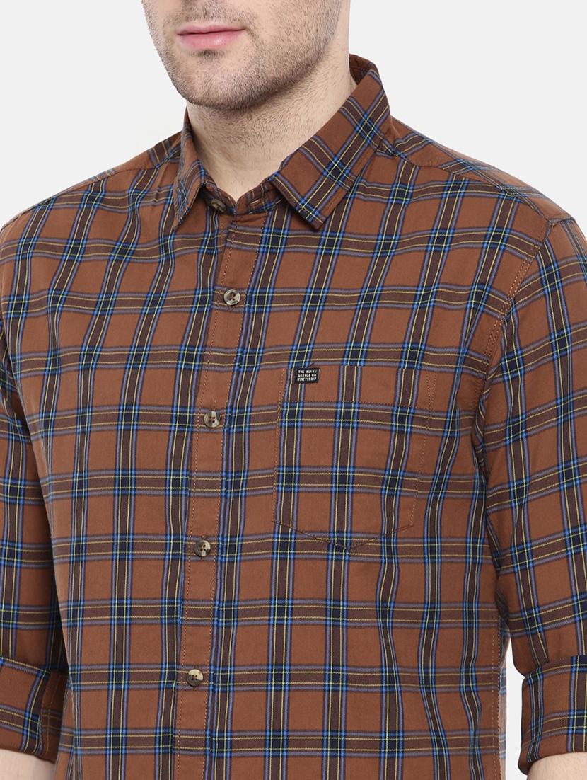 brown cotton casual shirt - 15731590 - Zoom Image - 5