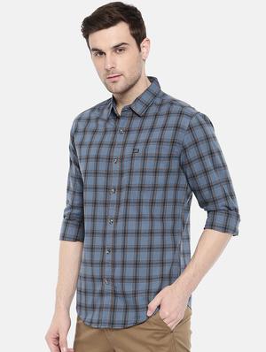 blue cotton casual shirt - 15731591 - Standard Image - 2