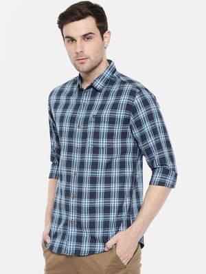 blue cotton casual shirt - 15731592 - Standard Image - 2