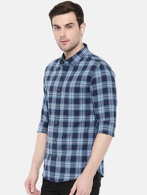 blue cotton casual shirt - 15731601 - Standard Image - 2