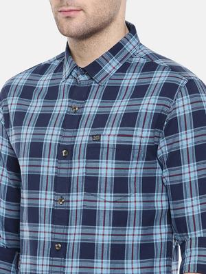 blue cotton casual shirt - 15731601 - Standard Image - 5