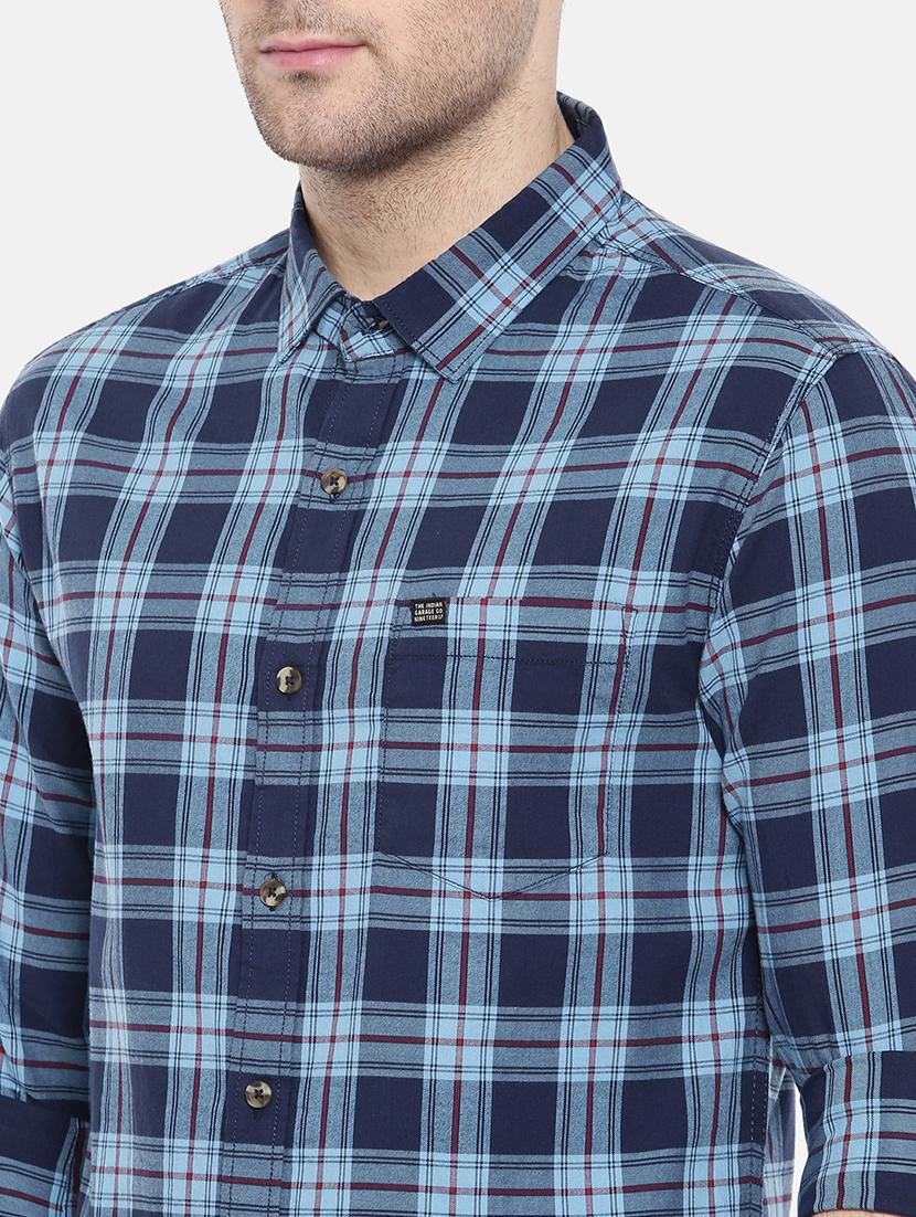 blue cotton casual shirt - 15731601 - Zoom Image - 5