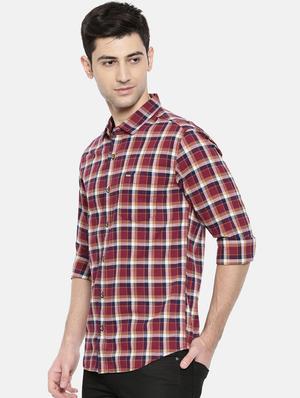red cotton casual shirt - 15731612 - Standard Image - 2