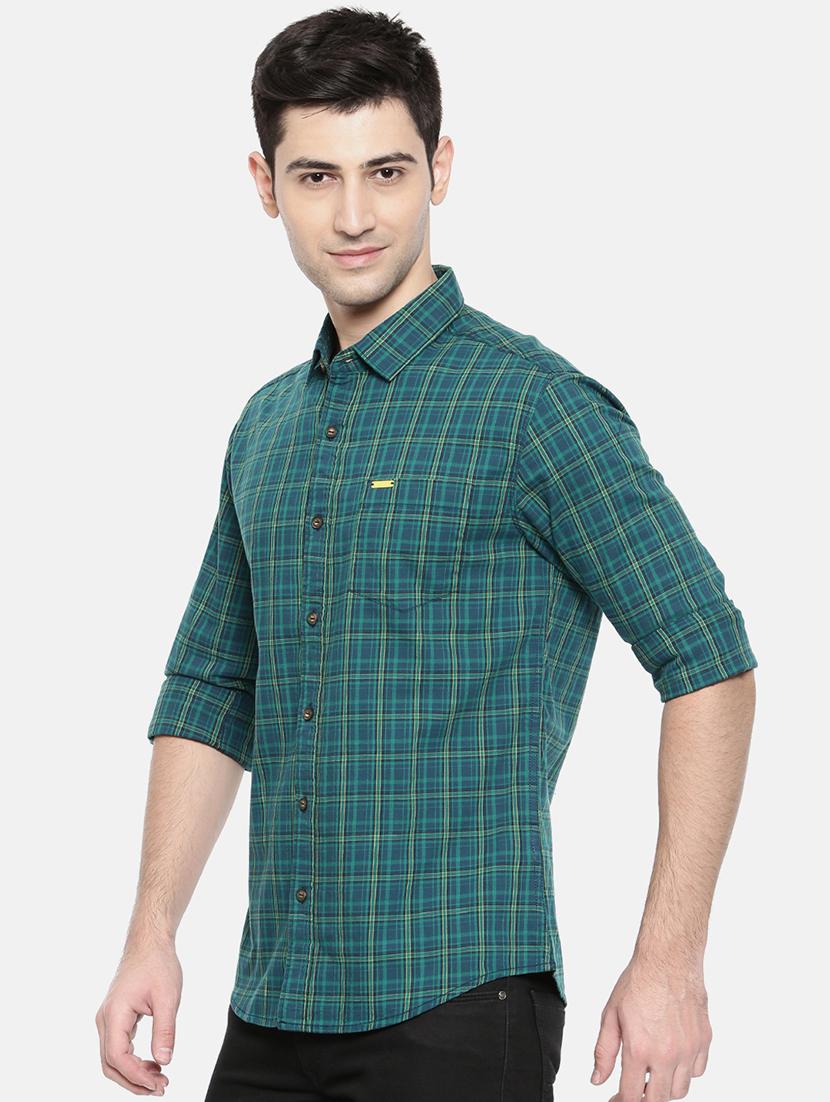 green cotton casual shirt - 15731618 - Zoom Image - 2